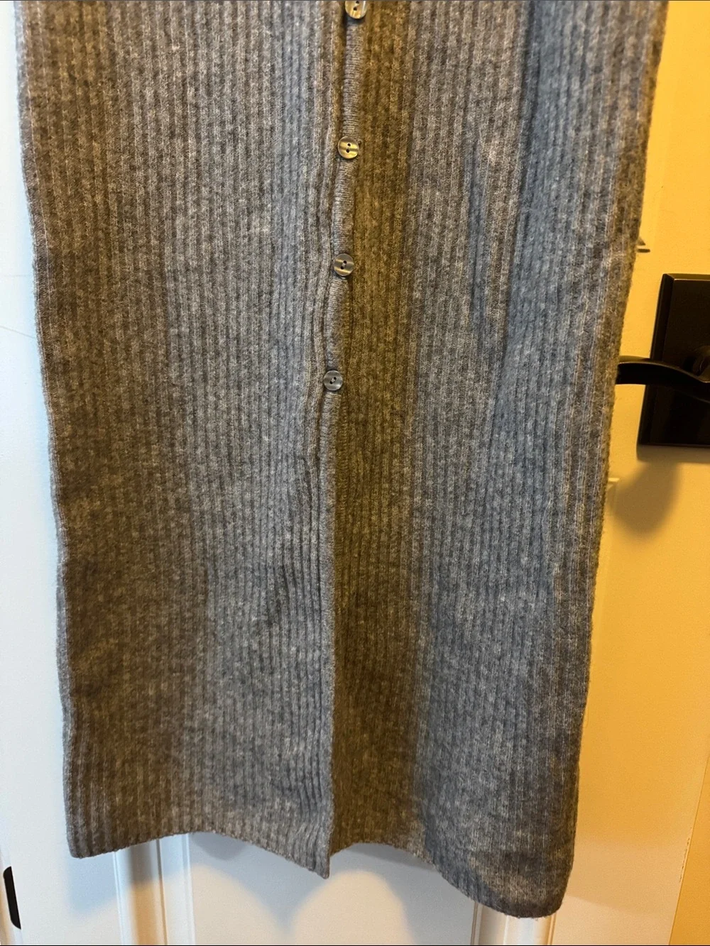 Abercrombie & Fitch Gray Ribbed Button-Front Sweater Dress